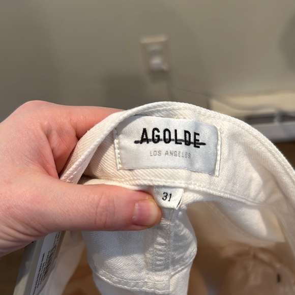 NWT AGOLDE Cream Denim Shorts Stella Short High Rise Baggy Short Size 31 - Picture 6 of 13